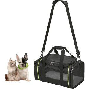 Expandable Airline Approved Pet Carrier Bag Up To 15 Lbs Black Travel Cat Dog
